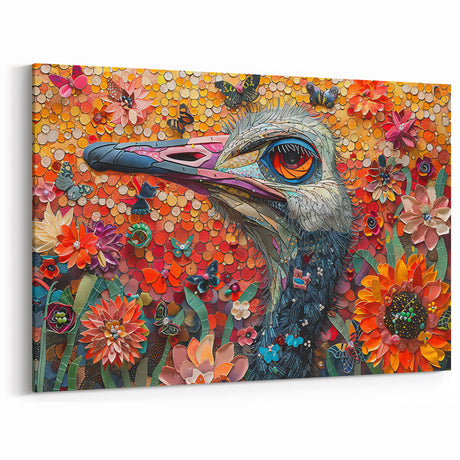 Vibrant Ostrich Canvas Art - Colorful African Ostrich Decor