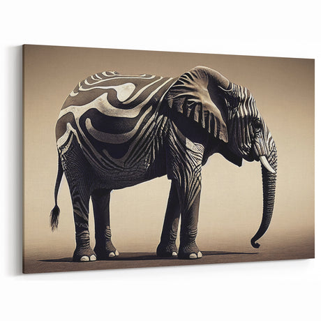 Abstract Elephant Wall Art - Unique Black & White Safari Canvas Print