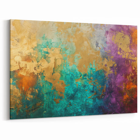 Vibrant Gold Leaf Abstract Art | Rich Multicolor Textured Wall Decor