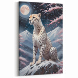 Mystical Cheetah Wall Art - Cheetah Canvas with Moonlit Landscape