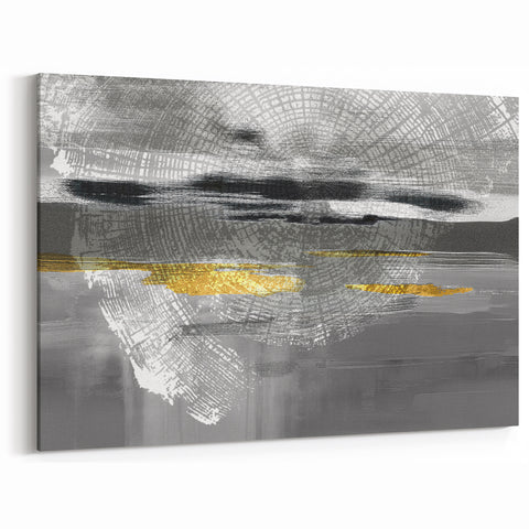 Abstract Line Art with Gold Accents – Modern Strokes and Lines Canvas
