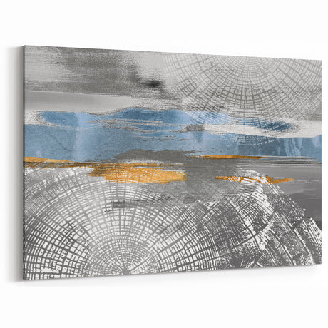 Contemporary Strokes and Lines Art with Blue and Gold Accents – Canvas