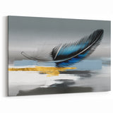 Elegant Feather Abstract Art with Blue Accents – Modern Strokes Canvas