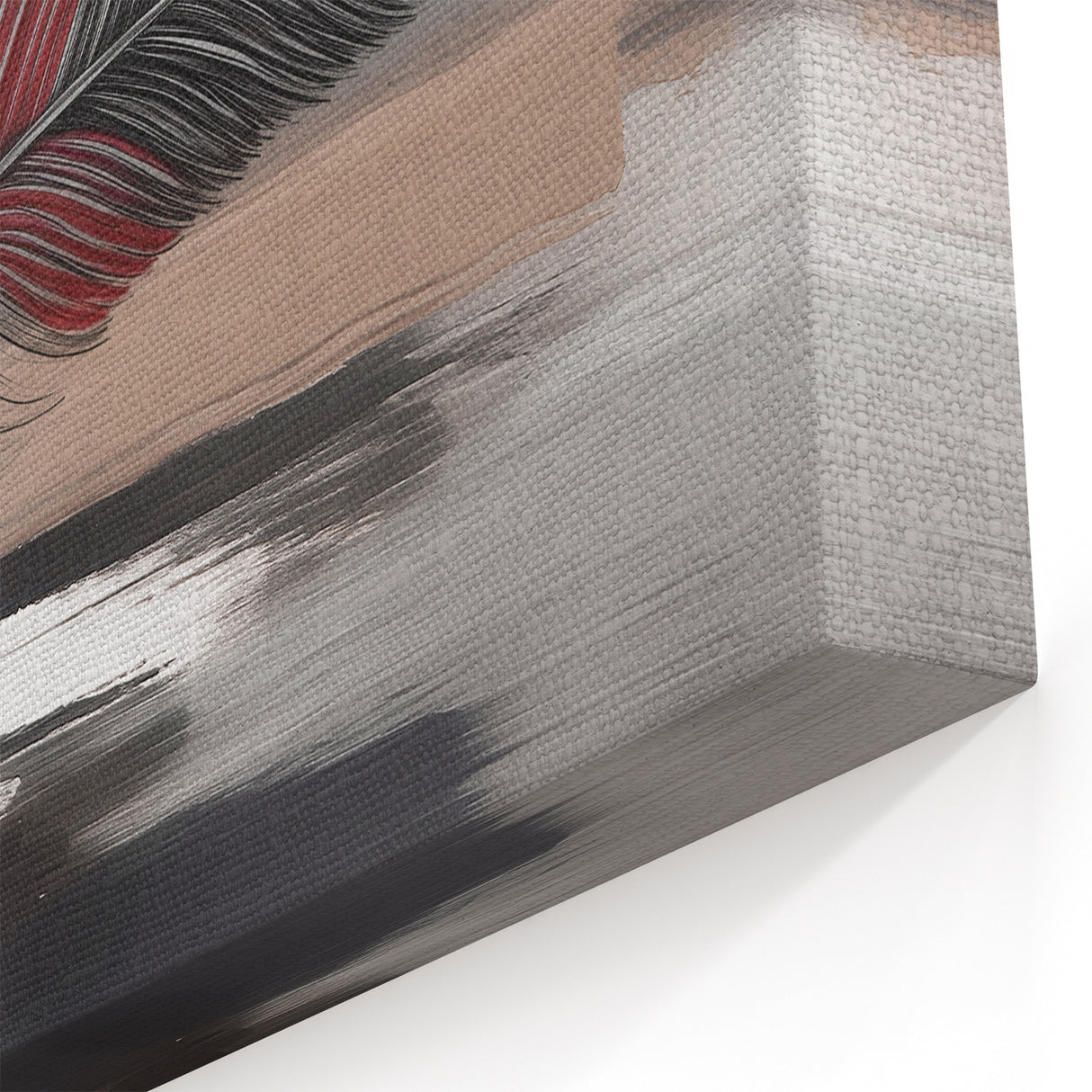 Abstract Feather Art with Red and Brown Accents – Modern Strokes Canvas