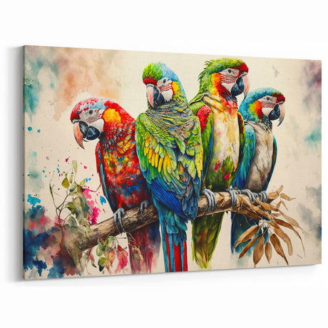 Colorful Parrots Wall Art - Vibrant Parrot Canvas for Nature Decor