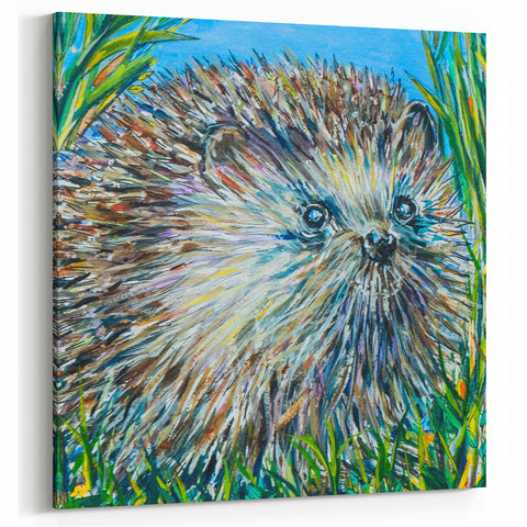 Adorable Hedgehog Canvas Print - Wildlife Animal Art for Rustic Decor