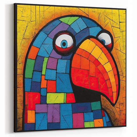 Abstract Parrot Mosaic Wall Art - Colorful Modern Parrot Canvas Print