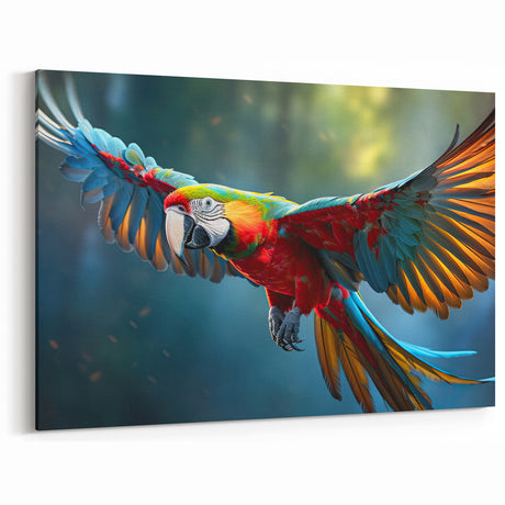 Majestic Flying Macaw Wall Art - Colorful Parrot Canvas Print Decor