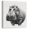 Minimalist Hippo Portrait - Black and White Hippopotamus Canvas & Prints