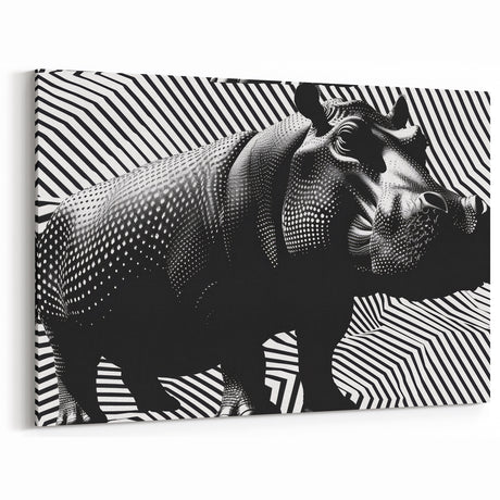 Abstract Hippopotamus Wall Art - Bold Safari Hippo Canvas & Print