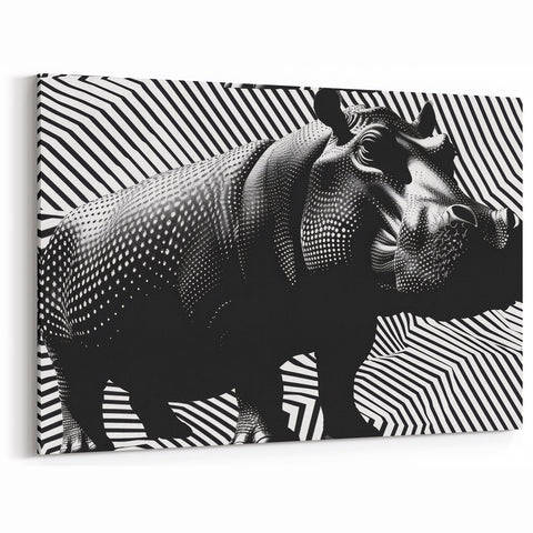 Abstract Hippopotamus Wall Art - Bold Safari Hippo Canvas & Print