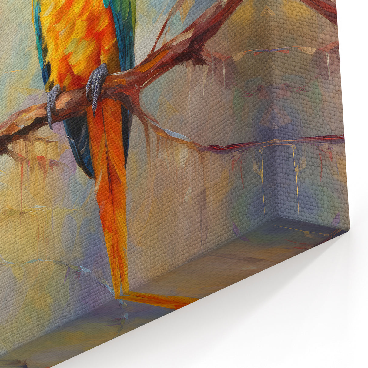 Sunlit Parrot Pair Wall Art – Vibrant Tropical Decor for Warm Spaces
