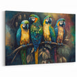 Vibrant Parrot Quartet Wall Art – Lively Jungle Decor for Bold Spaces