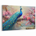 Peacock in Bloom Wall Art - Vibrant Cherry Blossom Canvas Print