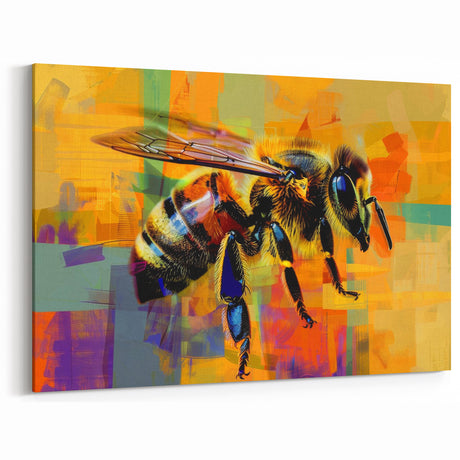 Bee Acrylic Glass Art - Abstract Colorful Bee Wall Decor for Modern Spaces