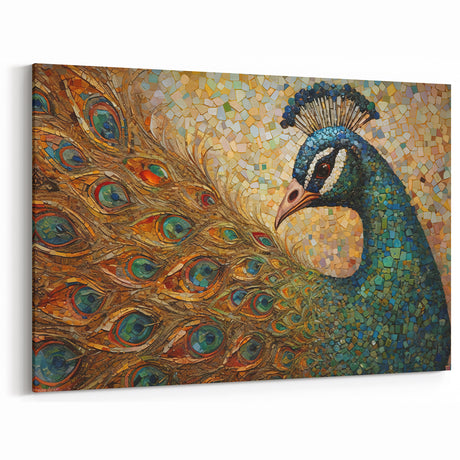 Mosaic Peacock Wall Art - Colorful and Intricate Peacock Decor Print