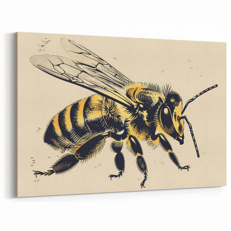 Vintage Bee Wall Art - Retro-Inspired Bumblebee Canvas Print Decor