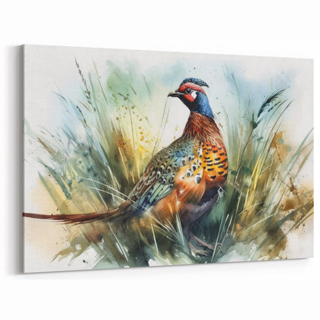Watercolor Pheasant Wall Art - Vibrant Wildlife Canvas & Print Decor