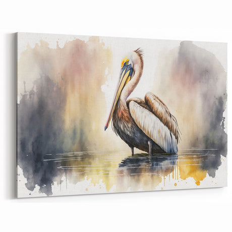 Soft Watercolor Pelican Art - Elegant Pelican Decor for Tranquil Spaces