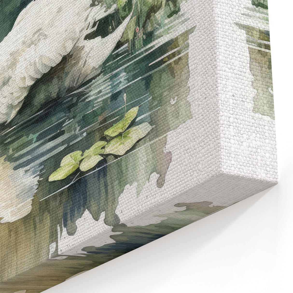Watercolor Swan Wall Art - Serene Swan Canvas Print with Nature Scene