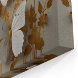 Golden Elegance Butterfly Wall Art - Luxurious Canvas & Framed Print
