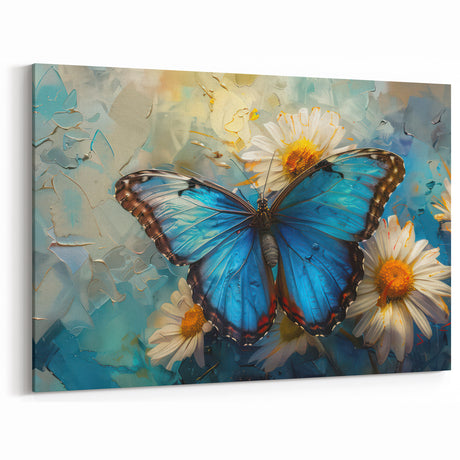 Blue Butterfly Wall Art - Vibrant Floral Nature Decor for Home