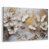 Golden Butterfly & Floral Wall Art - Elegant Canvas Print & Decor