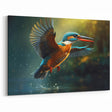 Kingfisher in Flight Wall Art - Vibrant Tropical Birds Canvas Print Decor