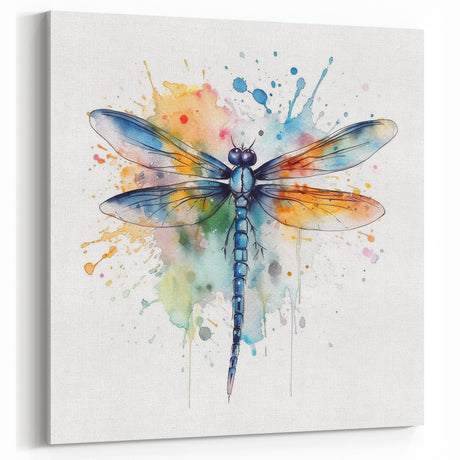 Dragonfly Wall Art - Watercolor Insect Canvas & Framed Print Decor