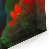 Striking Tropical Bird Wall Art - Vibrant Red and Green Bird Print Exotic Decor