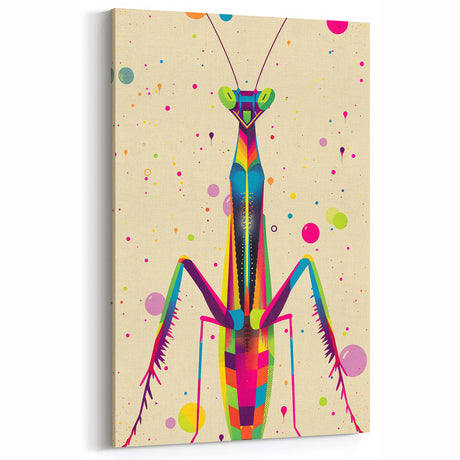 Vibrant Mantis Wall Art - Colorful Canvas Print for Modern Home Decor