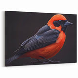 Striking Tropical Bird Wall Art - Bold Red and Black Canvas Print - Framed Art