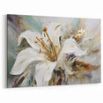 Luxurious White Lily Abstract Canvas - Modern Botanical Wall Art