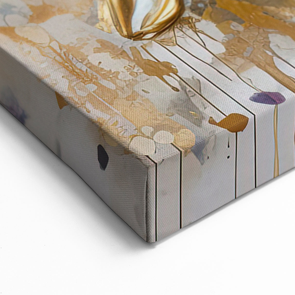 Golden Petals Abstract Floral Canvas - Modern Flower Wall Decor