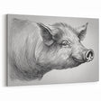 Detailed Pig Wall Art - Close-Up Pig Canvas Print Rustic Decor Idea