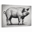 Stylized Pig Wall Art - Full-Body Pig Canvas Print Rustic Decor Idea