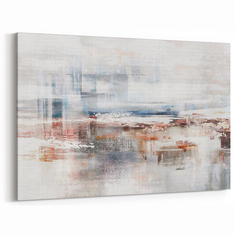 Soft Abstract Strokes Art with Muted Reds, Blues, and Earthy Tones
