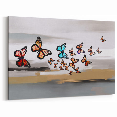 Whimsical Butterfly Line Art | Colorful Flight Canvas Print