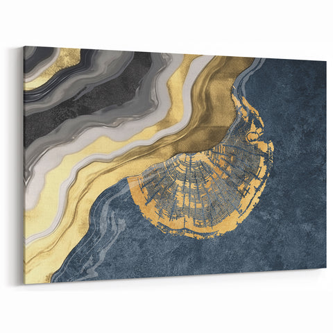 Luxurious Geometric Line Art | Golden Elegance Monochrome Canvas Print