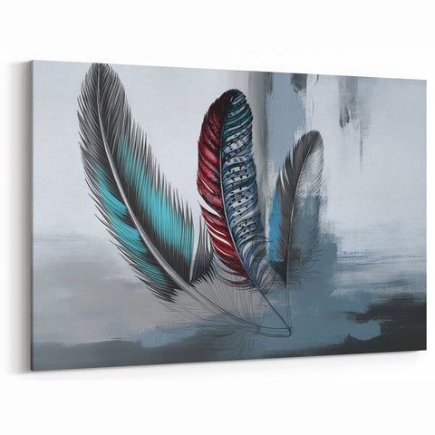 Vibrant Feather Line Abstract Art - Dynamic Geometric Canvas