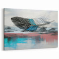 Serene Feather Abstract Art - Modern Pastel Line Canvas