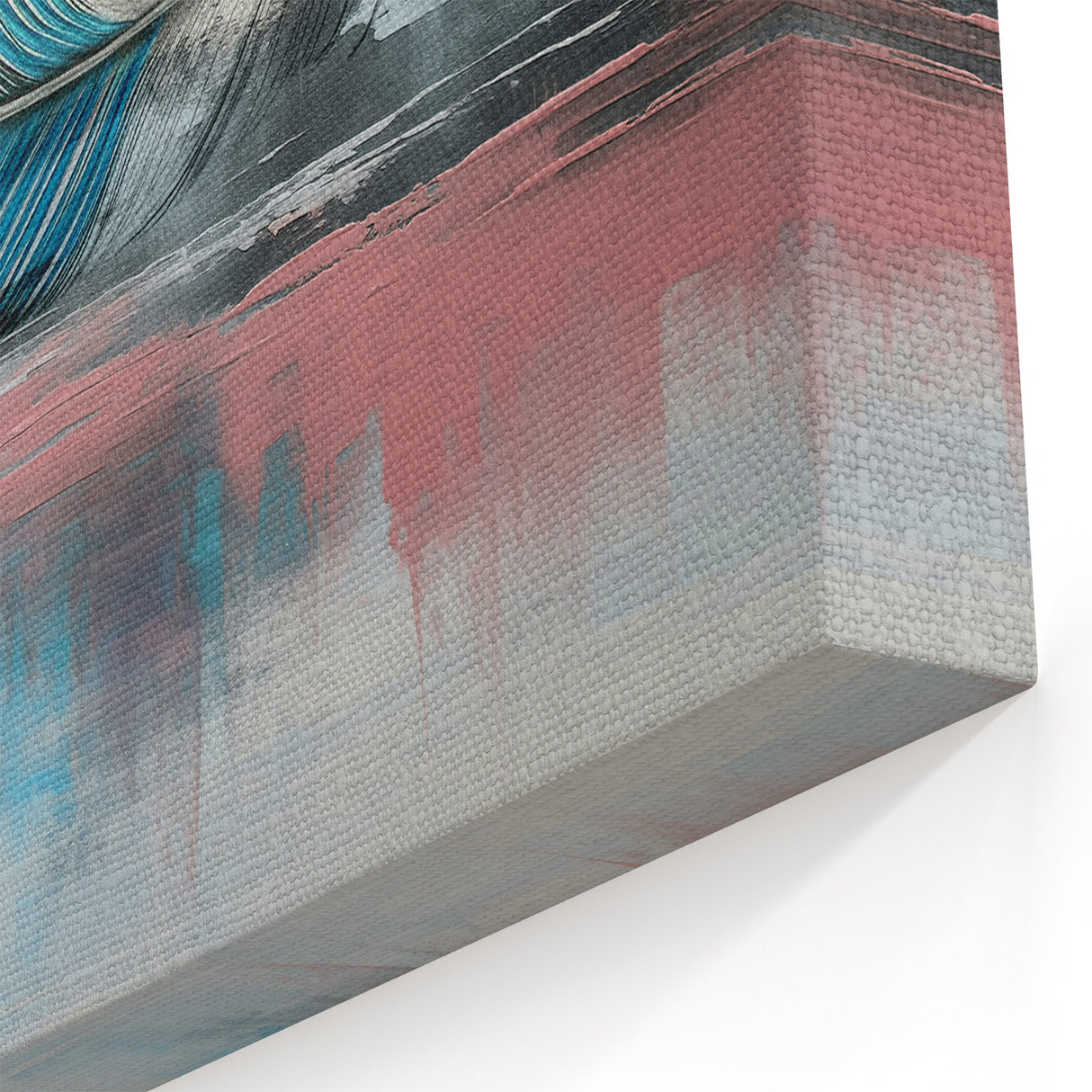 Serene Feather Abstract Art - Modern Pastel Line Canvas