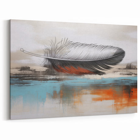 Artistic Feather Line Art | Vibrant Strokes & Abstract Brush Strokes Canvas