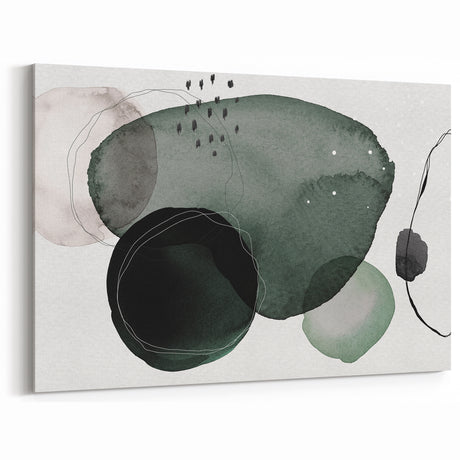 Contemporary Minimalist Art | Abstract Green & Gray Watercolor Print