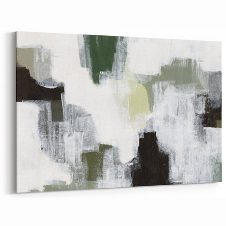 Modern Minimalist Art | Elegant Abstract Geometric Canvas | Green & Gray