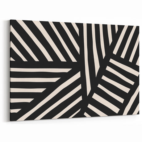 Abstract Minimalist Art | Bold Black & Beige Geometric Wall Decor