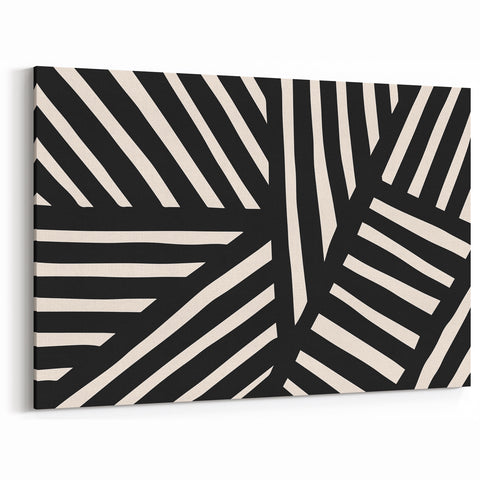 Abstract Minimalist Art | Bold Black & Beige Geometric Wall Decor