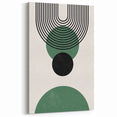 Minimalist Abstract Art: Geometric Circles and Arch in Green and Black