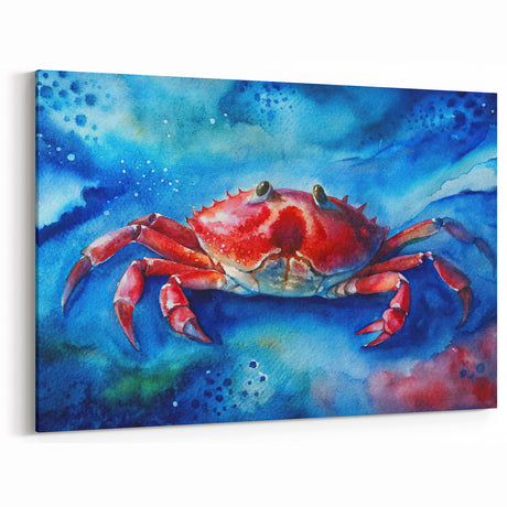Crab Watercolor Art - Vibrant Marine Life Print for Coastal Decor