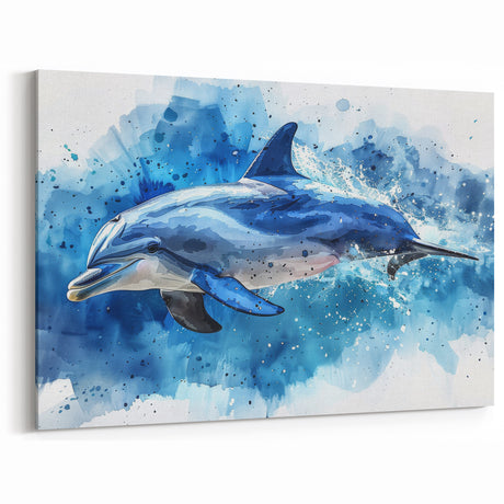 Vibrant Dolphin Wall Art - Colorful Marine Life Canvas Print